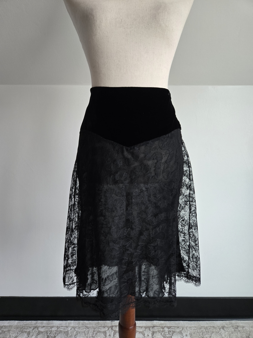 Blumarine Made In Italy Black Lace Overlay Mini Skirt